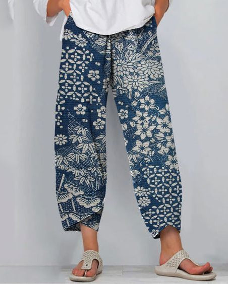 Kalhoty Artful Linen Zarusova s 3D vzorem