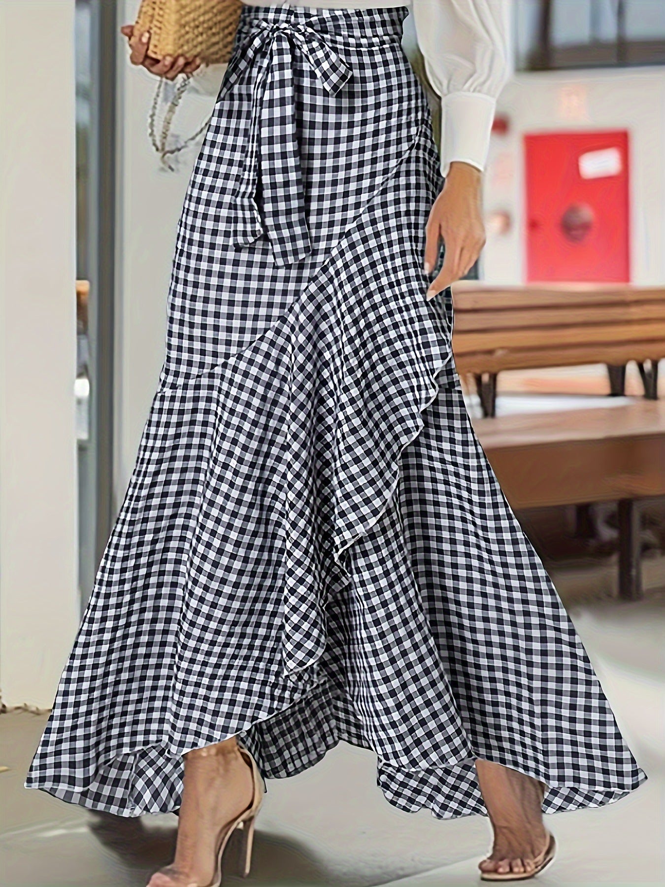 Kostkovaná volánová maxi sukně od Zarusova