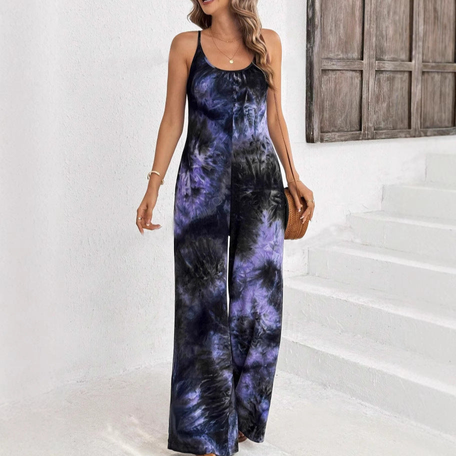 Chic Printed Sleeveless Jumpsuit by Zarusova