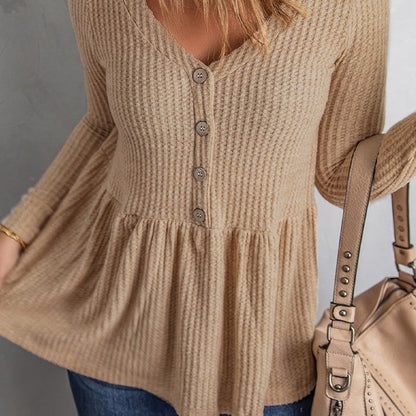 Cozy Knit V-Neck Blouse Zarusova