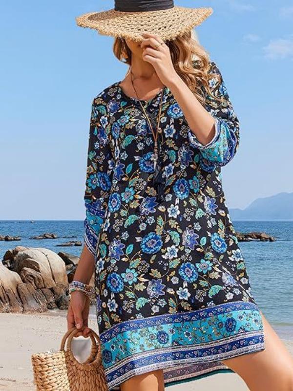 Minišaty Zarusova s květinovým vzorem a střapci v boho stylu