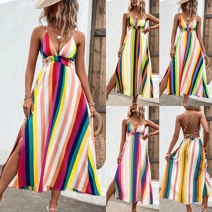 Vibrant Rainbow Stripe Dress Zarusova