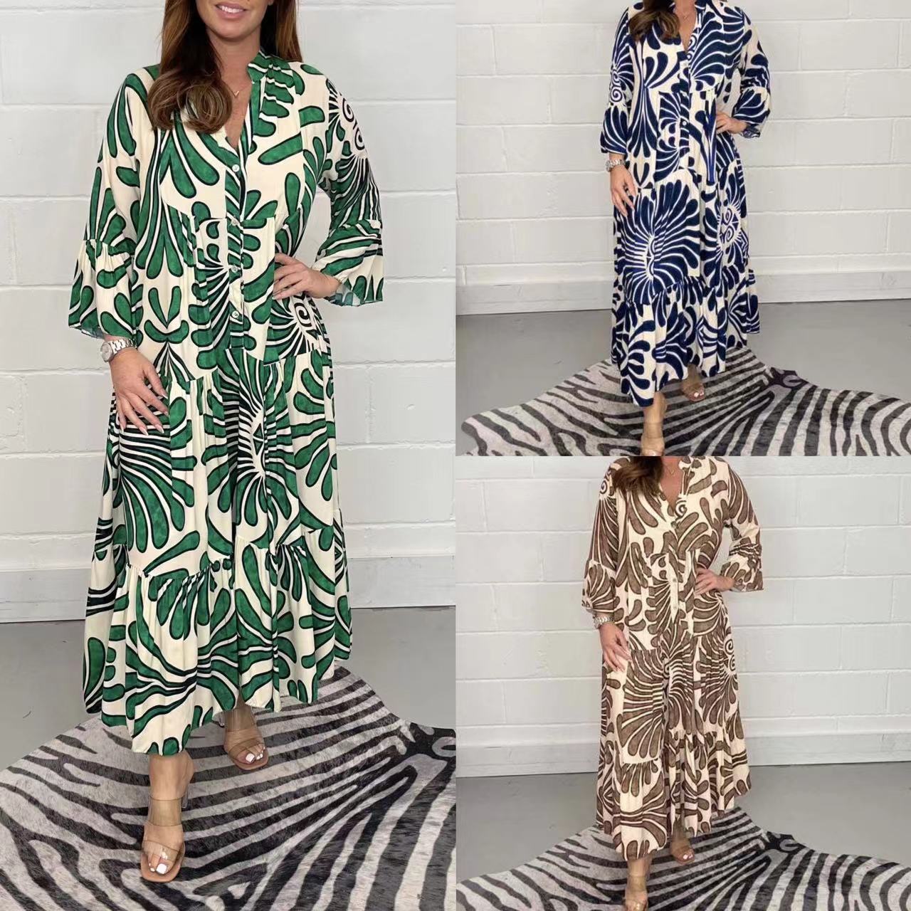 Printed Chiffon A-Line Dress by Zarusova