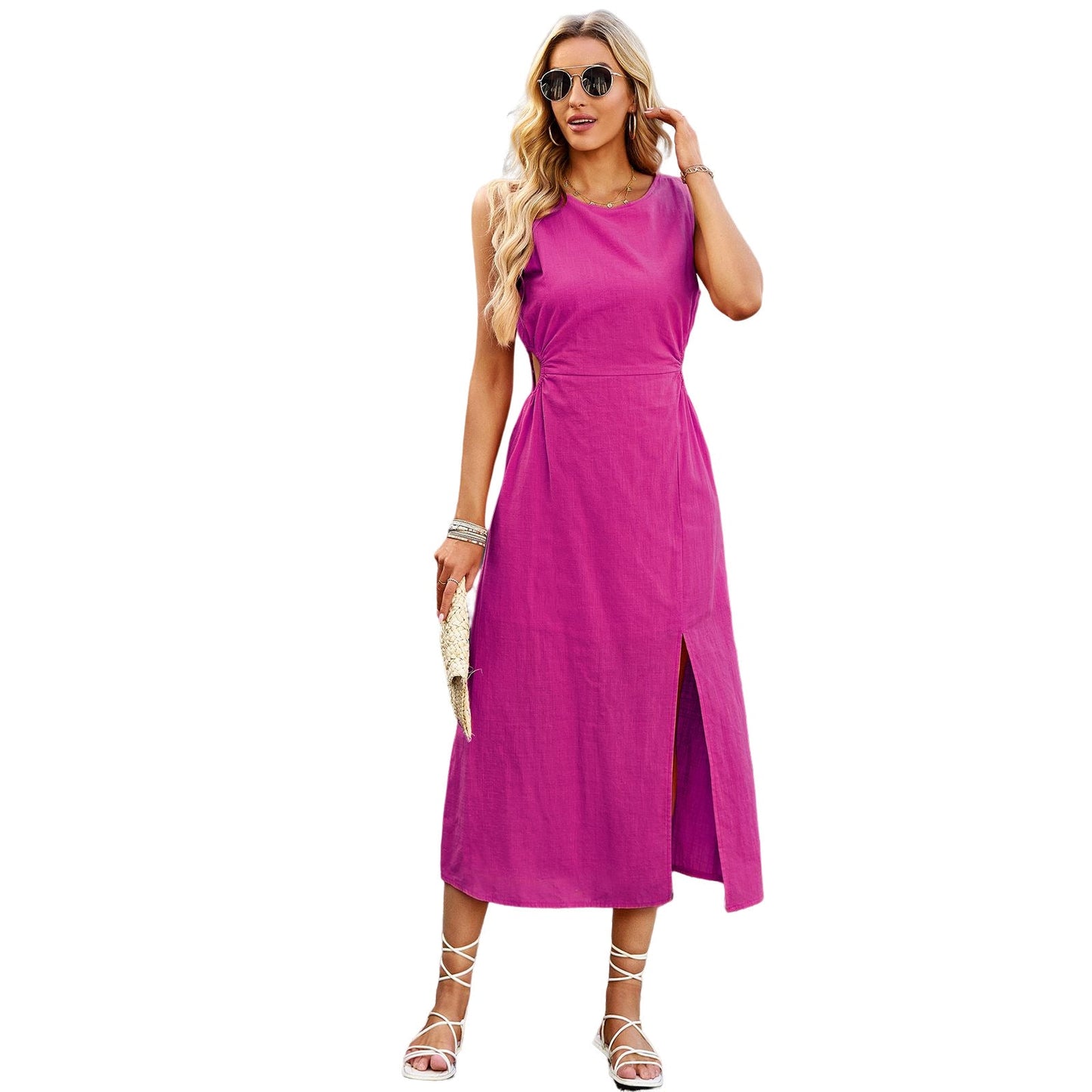Elegantní letní midi šaty bez rukávů od Zarusova