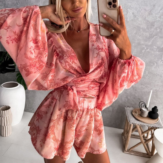 Boho elegantní sada overalu Zarusova s tropickými vzory