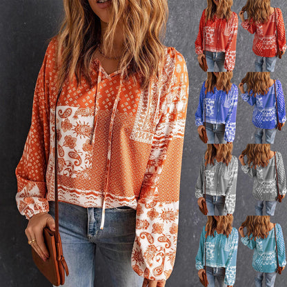 Boho Print Zarusova Long Sleeve Blouse