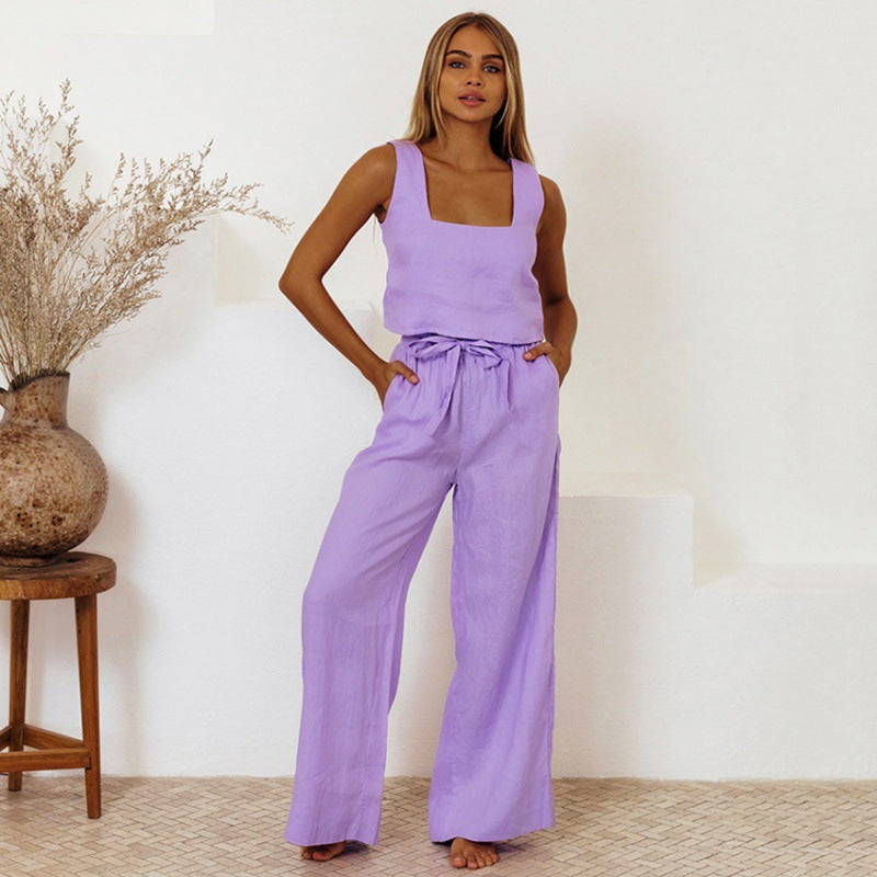 Relaxed Cotton Linen Vest Set by Zarusova