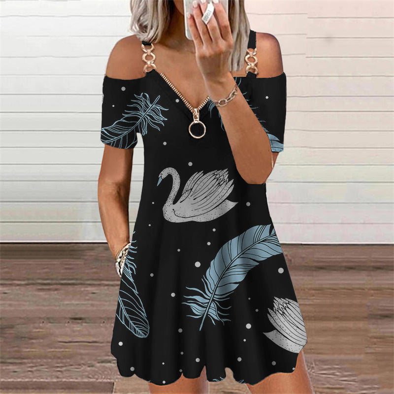Chic Print Short Sleeve Dress by Zarusova