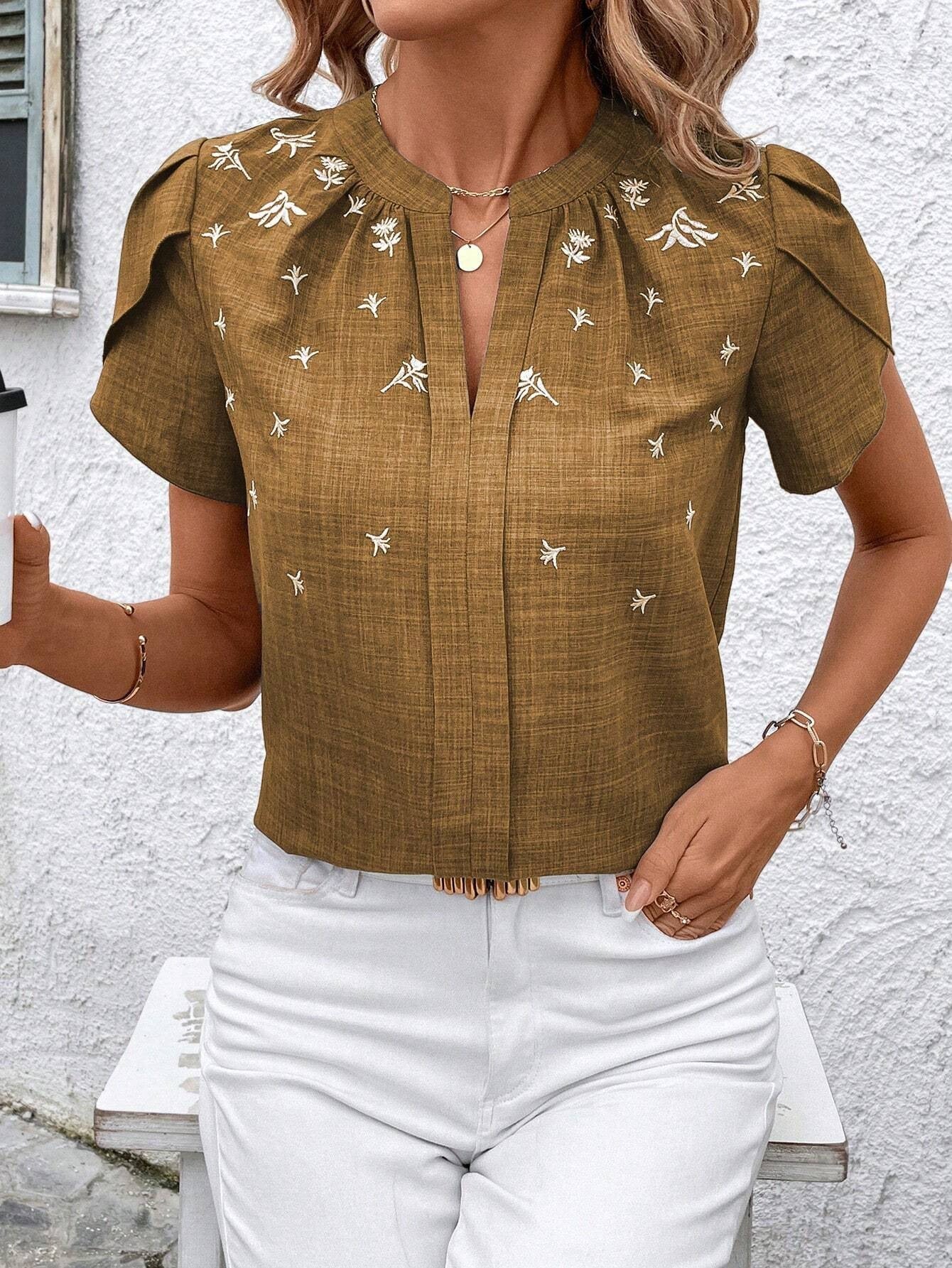 Elegantní potištěná halenka s ramínky Zarusova