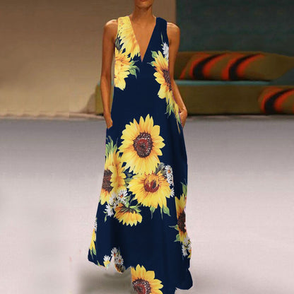 Maxi šaty Zarusova s květinovým vzorem a bez rukávů
