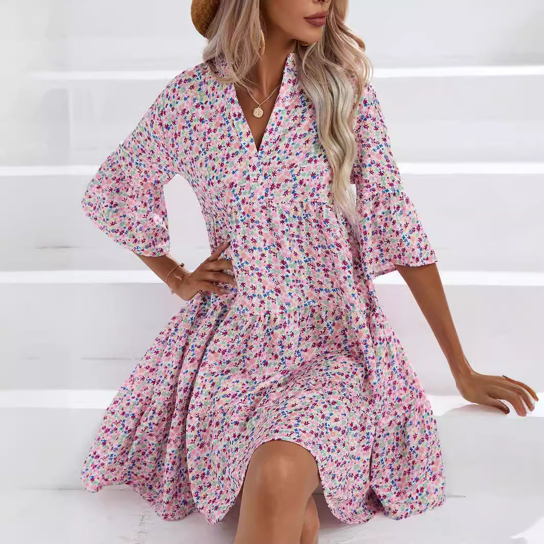 Letní šaty s výstřihem do V v boho stylu od Zarusova