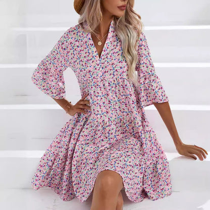 Letní šaty s výstřihem do V v boho stylu od Zarusova