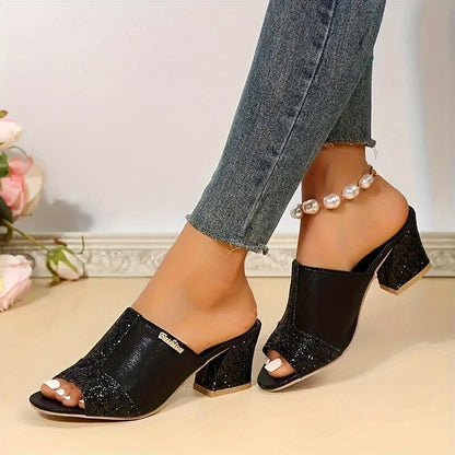 Sparkling Chunky Heel Zarusova Plus Sandals