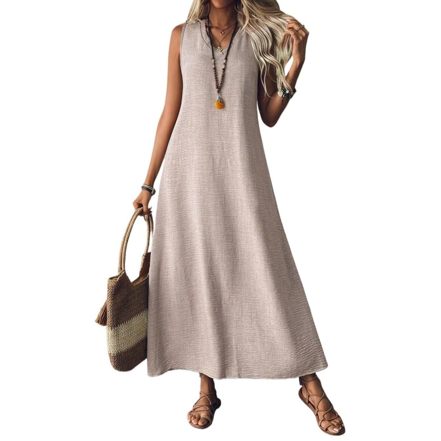 Elegantní konopné šaty bez rukávů od Zarusova