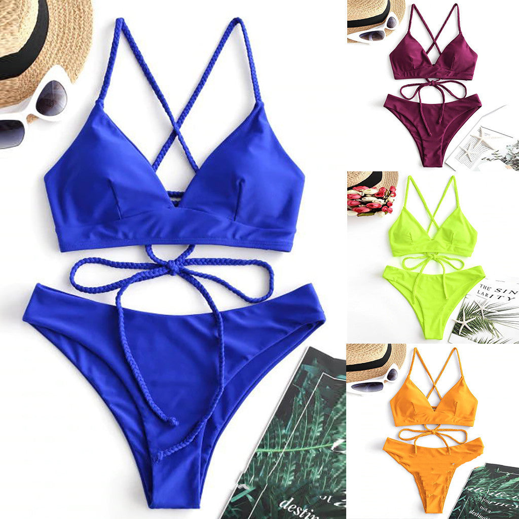 Strappy Solid Bikini by Zarusova