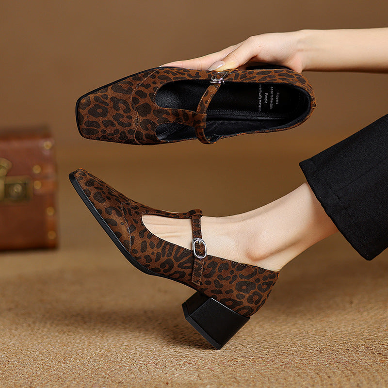 Vintage Leopard Chunky Pumps by Zarusova