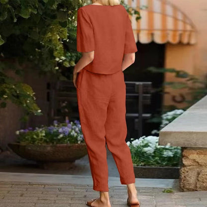 Vintage lněná souprava od Zarusova - letní capri outfit