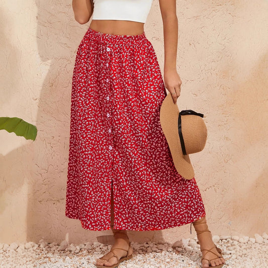Pastoral Floral A-Line Skirt by Zarusova