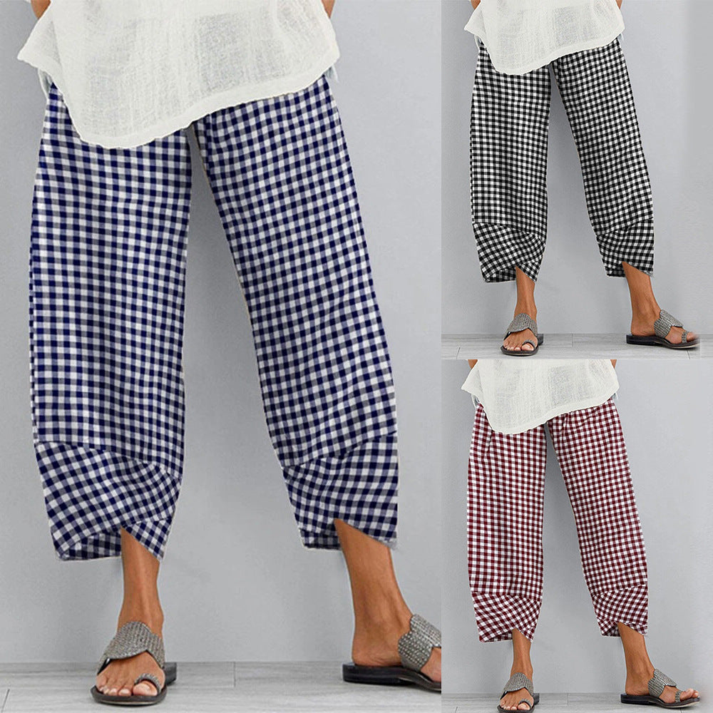 Versatile Checkered Cropped Pants by Zarusova
