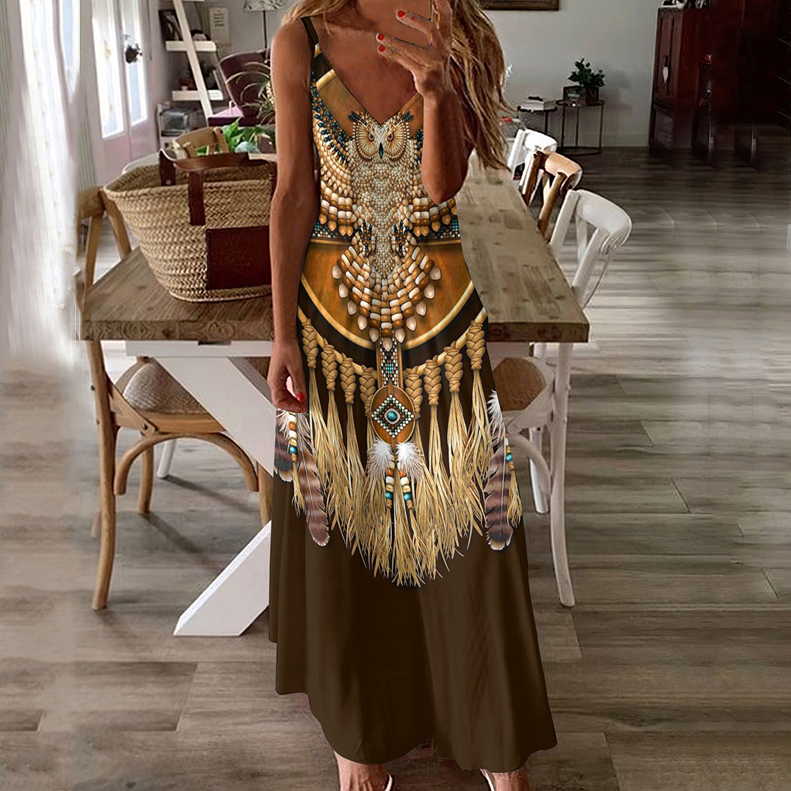Letní maxi šaty Zarusova s potiskem v boho stylu