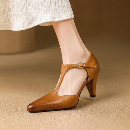 Retro T-Strap High Heel Sandals by Zarusova