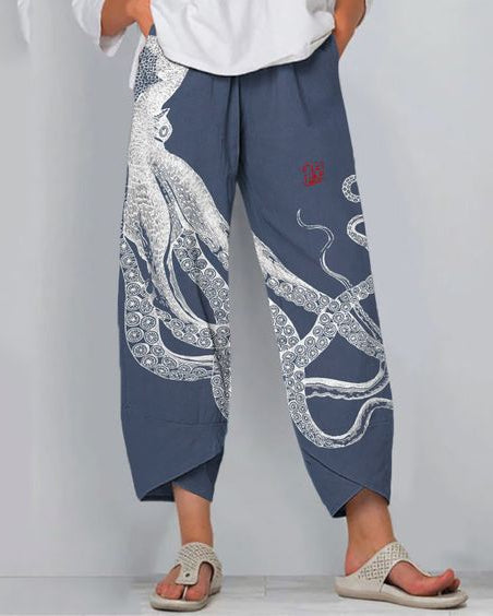 Kalhoty Artful Linen Zarusova s 3D vzorem