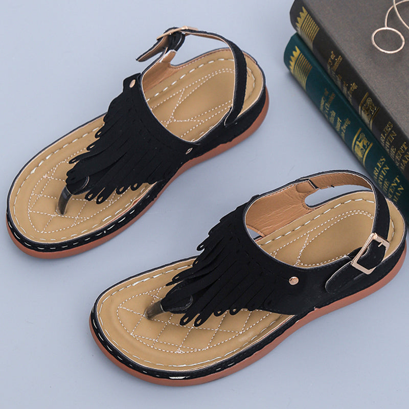 Boho třásňové sandály Zarusova na klínku