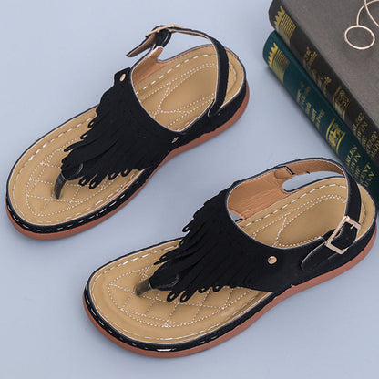 Boho třásňové sandály Zarusova na klínku