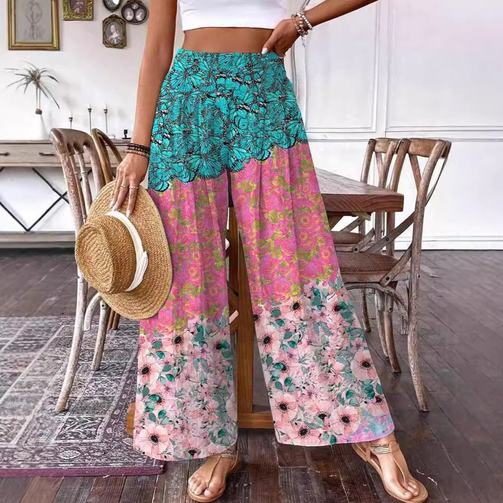 Elegant Floral High-Waisted Pants by Zarusova