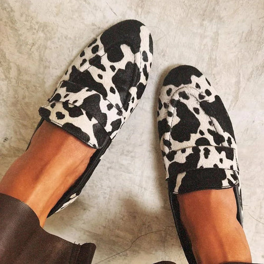 Cowprint Round-Toe Plus Shoes by Zarusova