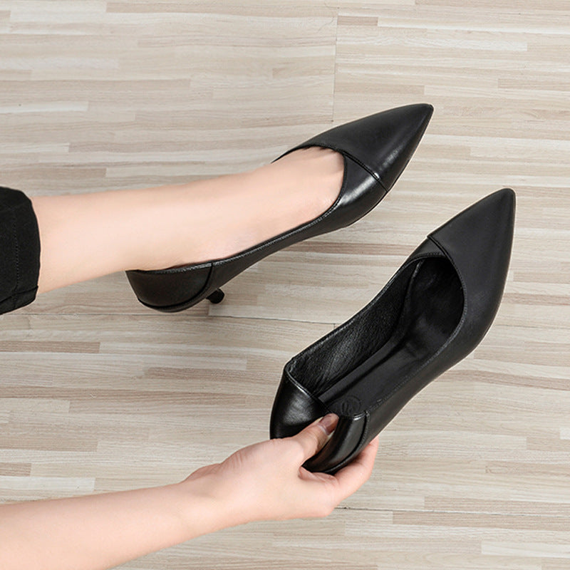 Elegant Black Sheepskin Heels by Zarusova