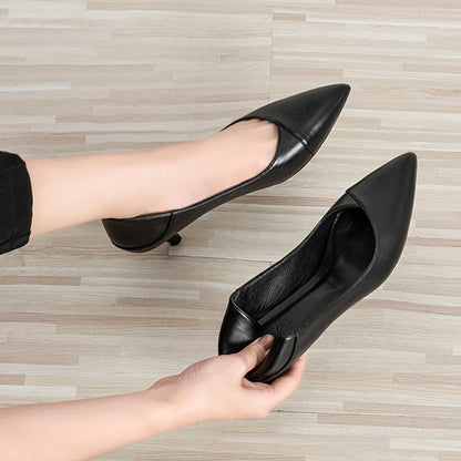 Elegant Black Sheepskin Heels by Zarusova
