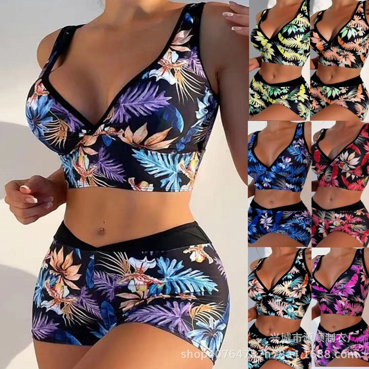 Vibrant Printed Boxer Bikini by Zarusova