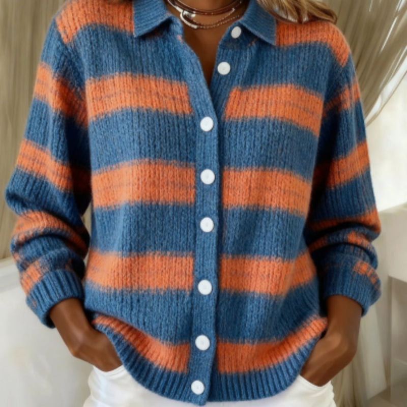 Cozy Stripe Cardigan Blouse by Zarusova