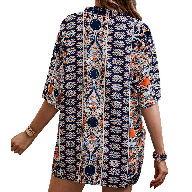 Boho květinová souprava ležérních kraťasů Zarusova