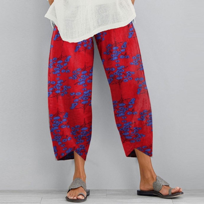 Retro Floral Wide Leg Pants Zarusova