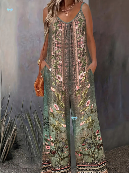 Overal s potiskem Zarusova a květinovým vzorem v boho stylu